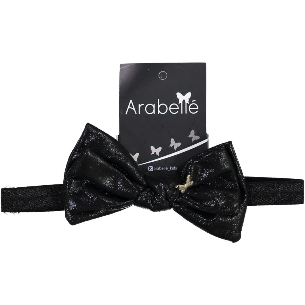 Metallic Twisted Bow Baby Band- Black