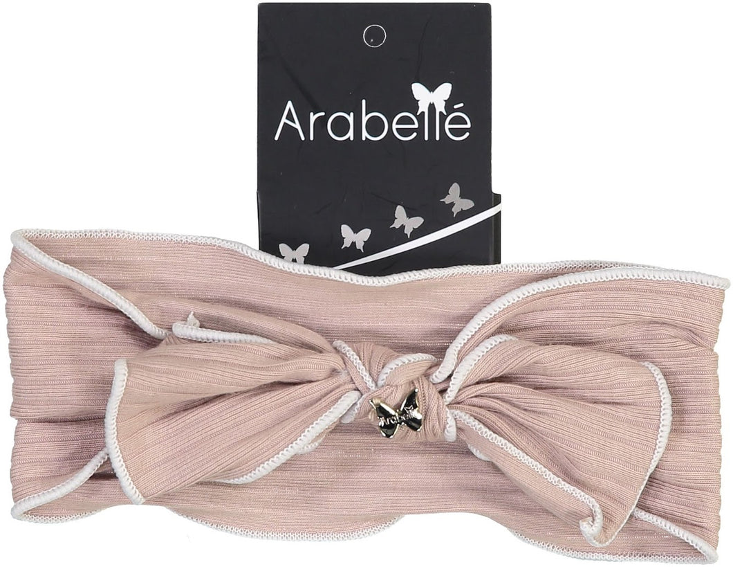 Basic Stitched Ribbed Bow Baby Band - Taupe