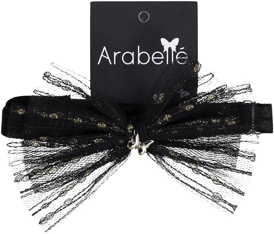 Metallic Tulle Bow Baby Band- Black
