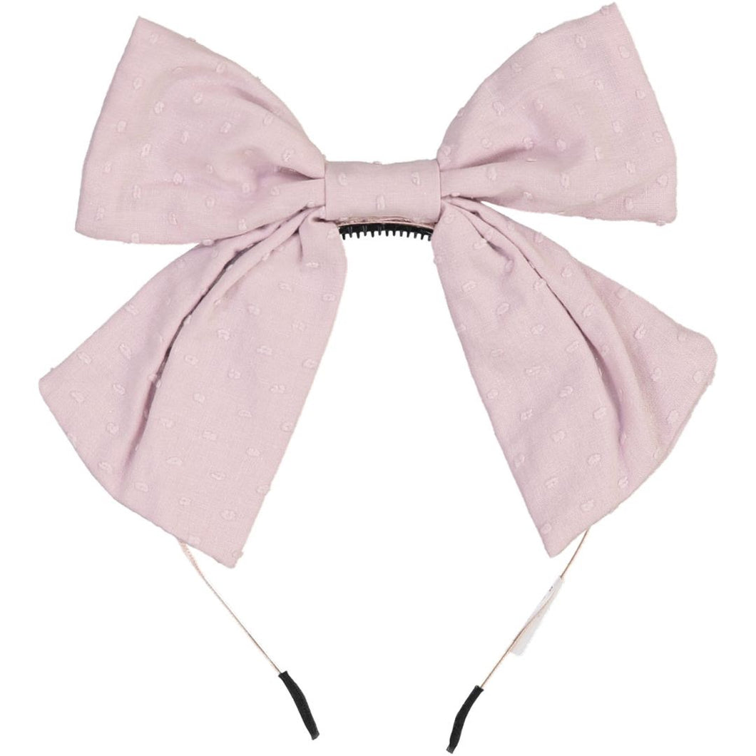 Cotton Dot Standing Bow Headband - Mauve