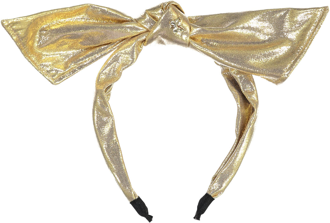 Metallic Twisted Bow Headband - Gold