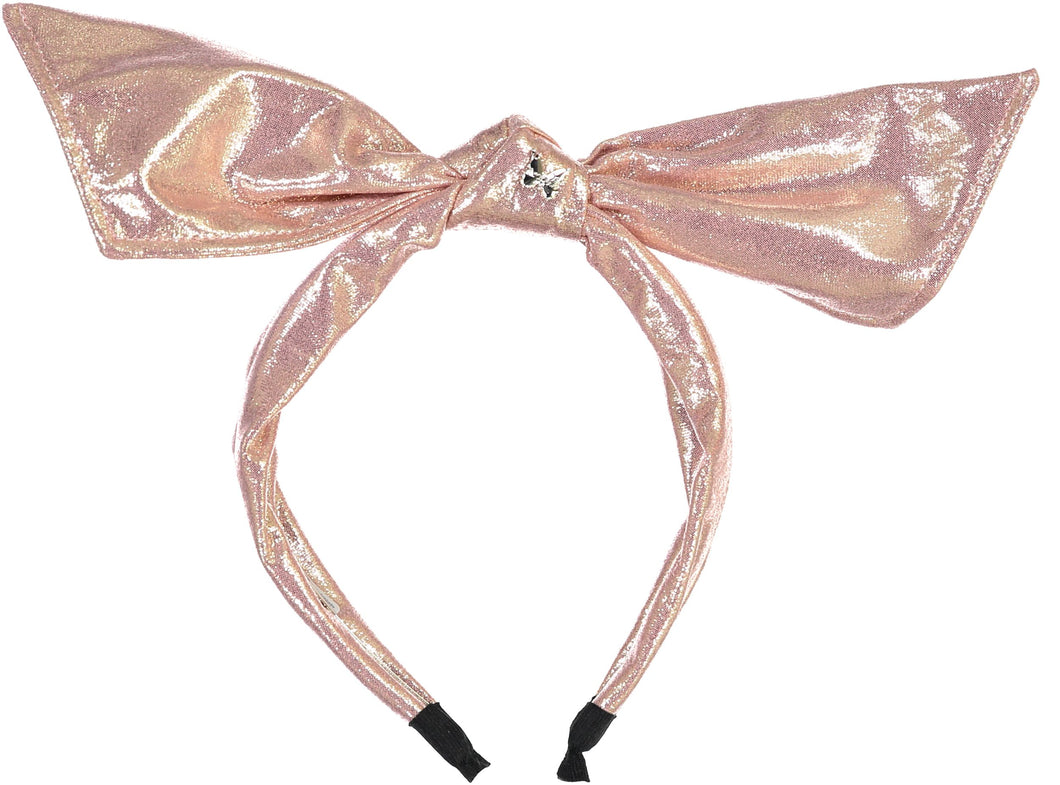Metallic Twisted Bow Headband - Blush