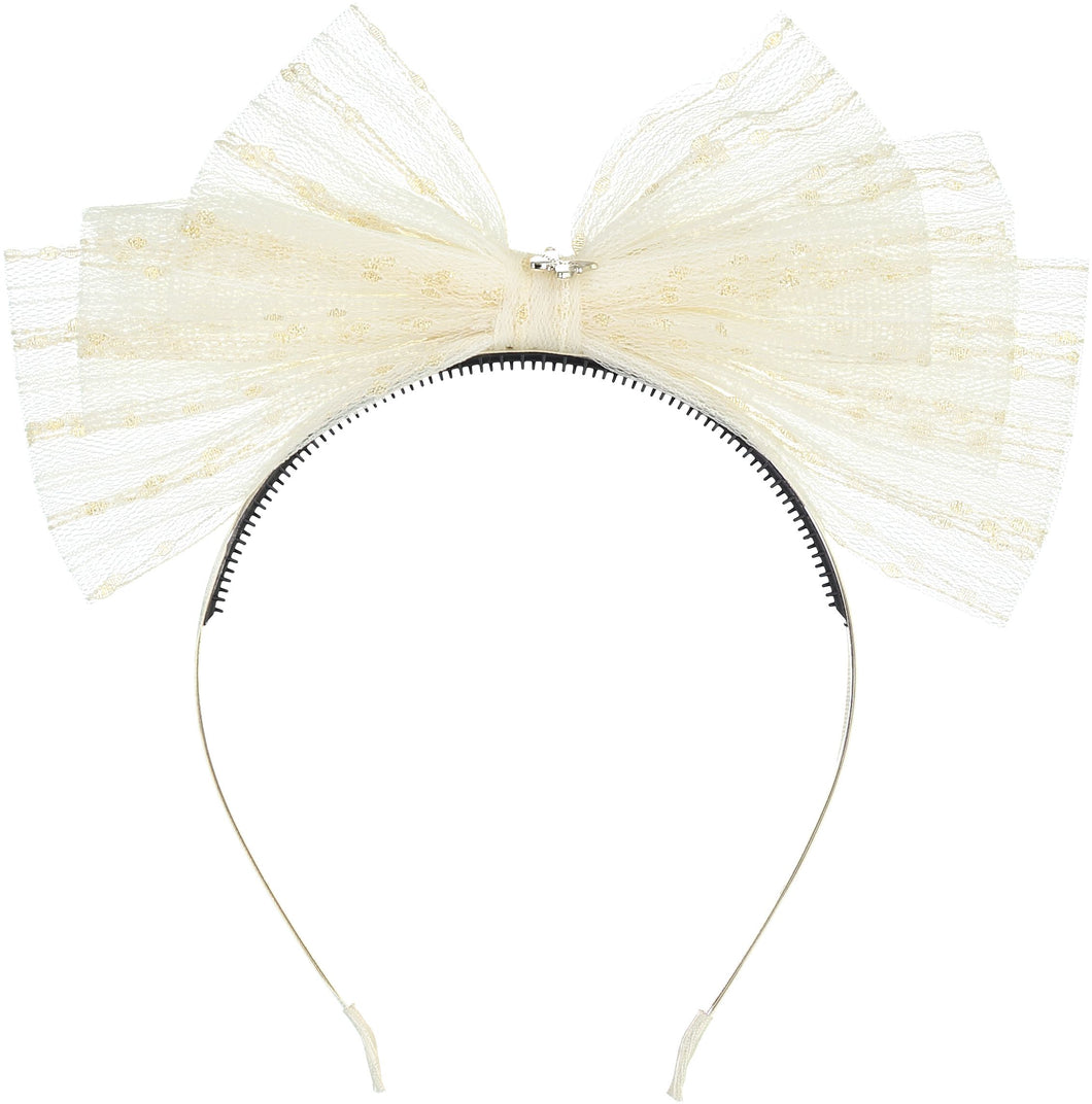 Metallic Tulle Headband - Cream