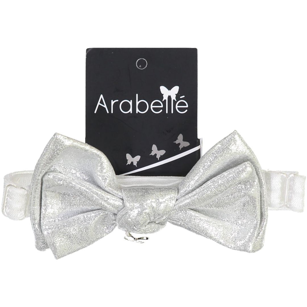 Metallic Twisted Bow Baby Band- Silver