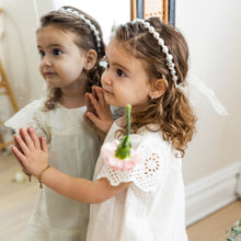 Load image into Gallery viewer, Pearl Headband with Lace Sash - White
