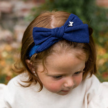 Load image into Gallery viewer, Corduroy Bow Baby Band - Navy
