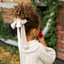 Load image into Gallery viewer, Velvet Scrunchie with Bow - Cream
