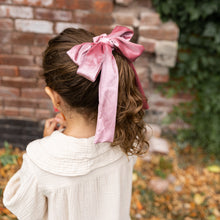 Load image into Gallery viewer, Velvet Scrunchie with Bow - Cream
